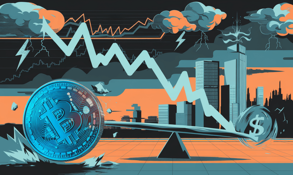 Kilka czynników ciąży na Bitcoinie, XRP balansuje przy 1 dolarze