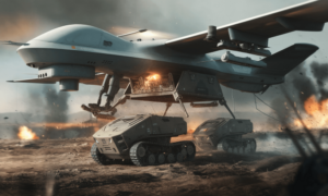 Zaskakujący manewr: Ukraina zrzuciła roboty lądowe ciężkimi dronami bombowymi za liniami wroga